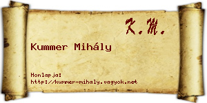 Kummer Mihály névjegykártya