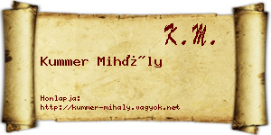 Kummer Mihály névjegykártya